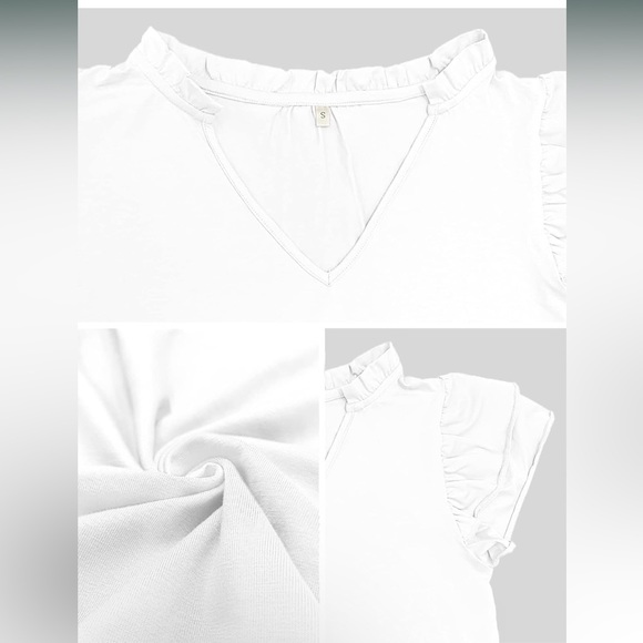 NWOT NEVER WORN jstarloves Womens V Neck Summer Ruffle Sleeve Top White XL - Picture 6 of 6